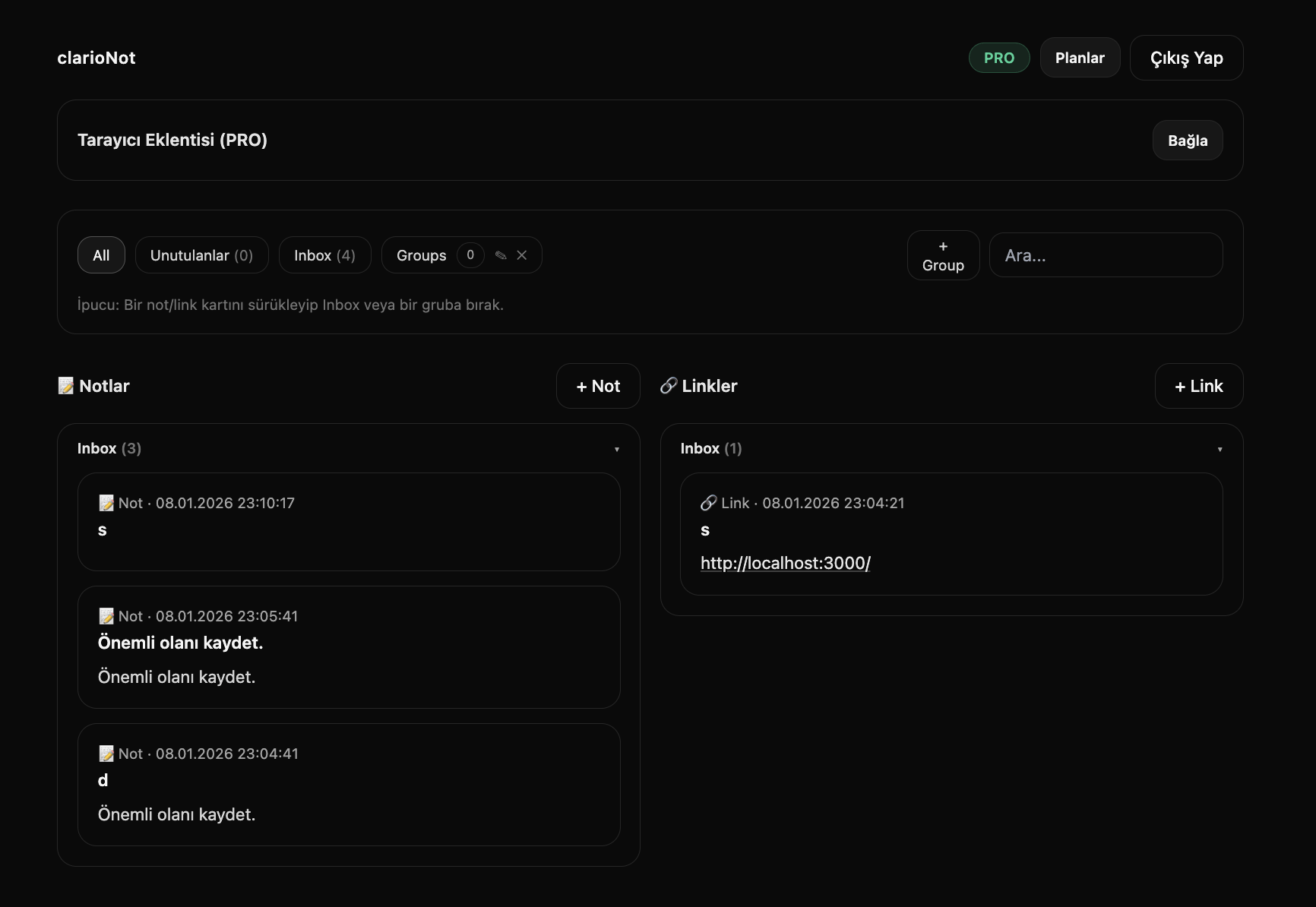 Pro’da Tarayıcı Eklentisi kartı