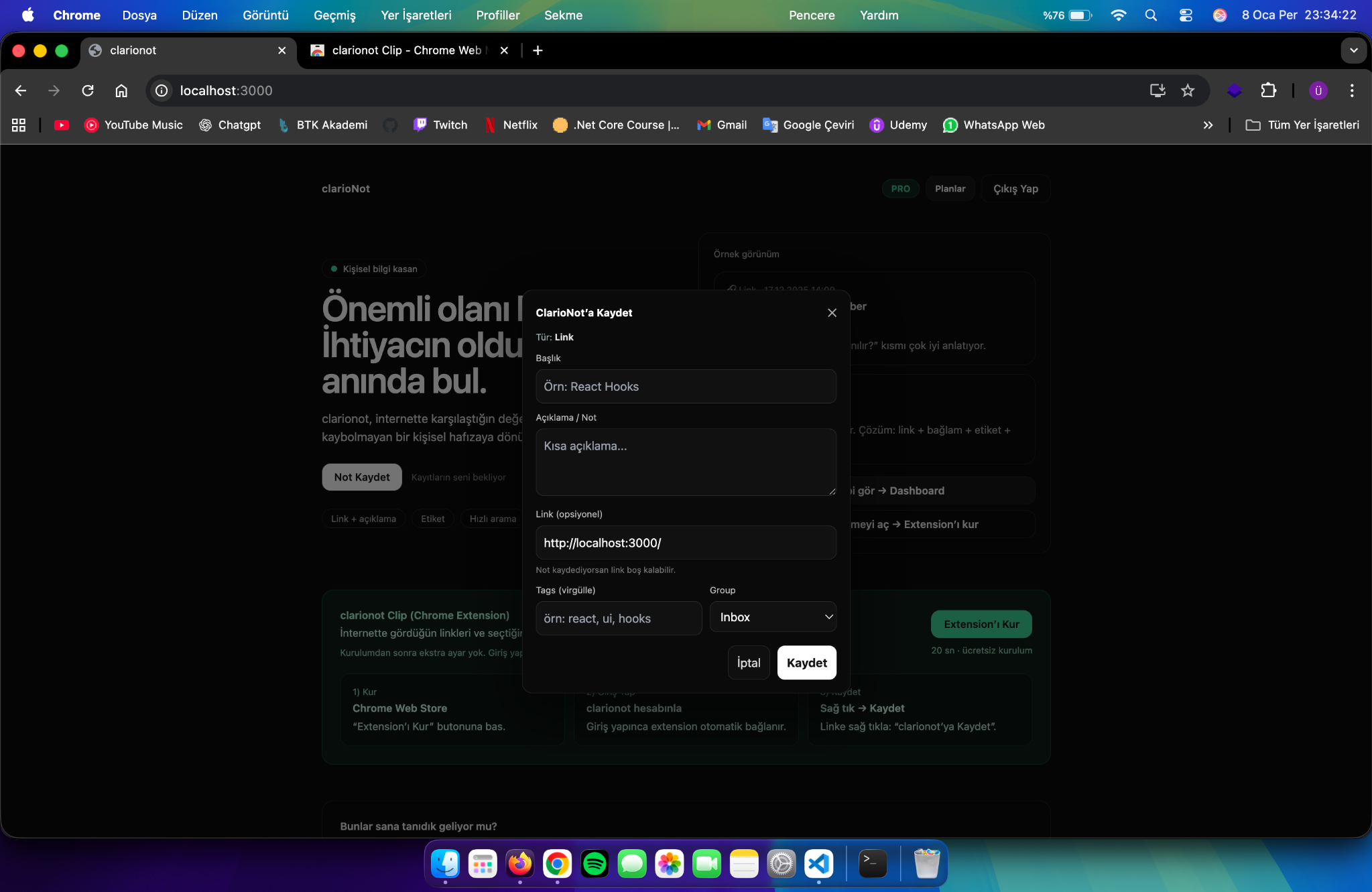 Modal ile bağlam ekle